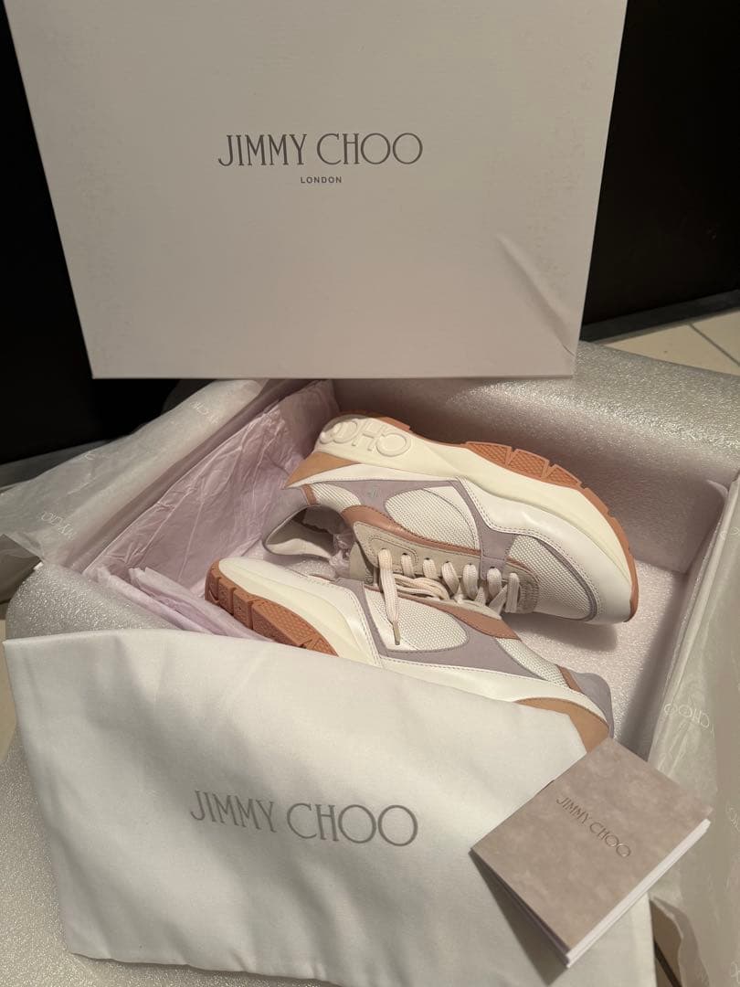 【新品未使用】Jimmy Chooレザースエードスニーカー