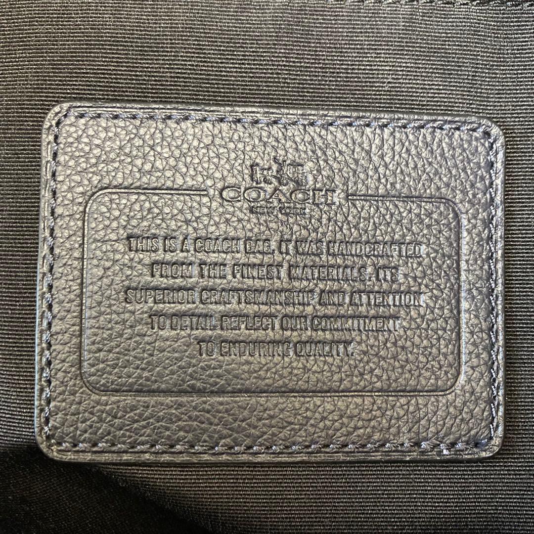 COACH✨メンズリュック　ネイビー×チェック　レザ×PVC 大容量　チャーム