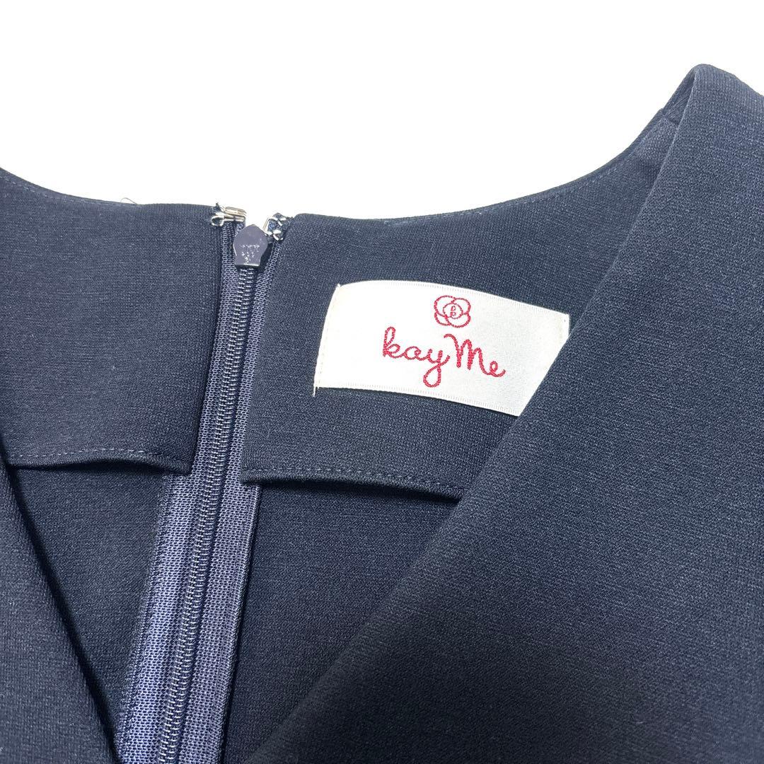 【美品】近年 ケイミー ダブルジャージーVネック デイリーワンピース 紺 L