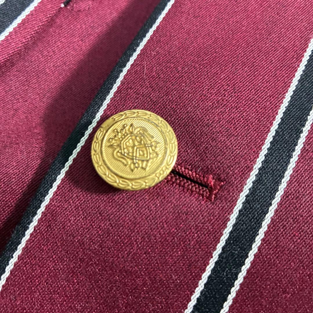 美品 XL相当 ダブルブレスト スーツ ボルドー ストライプ 金ボタン メンズ