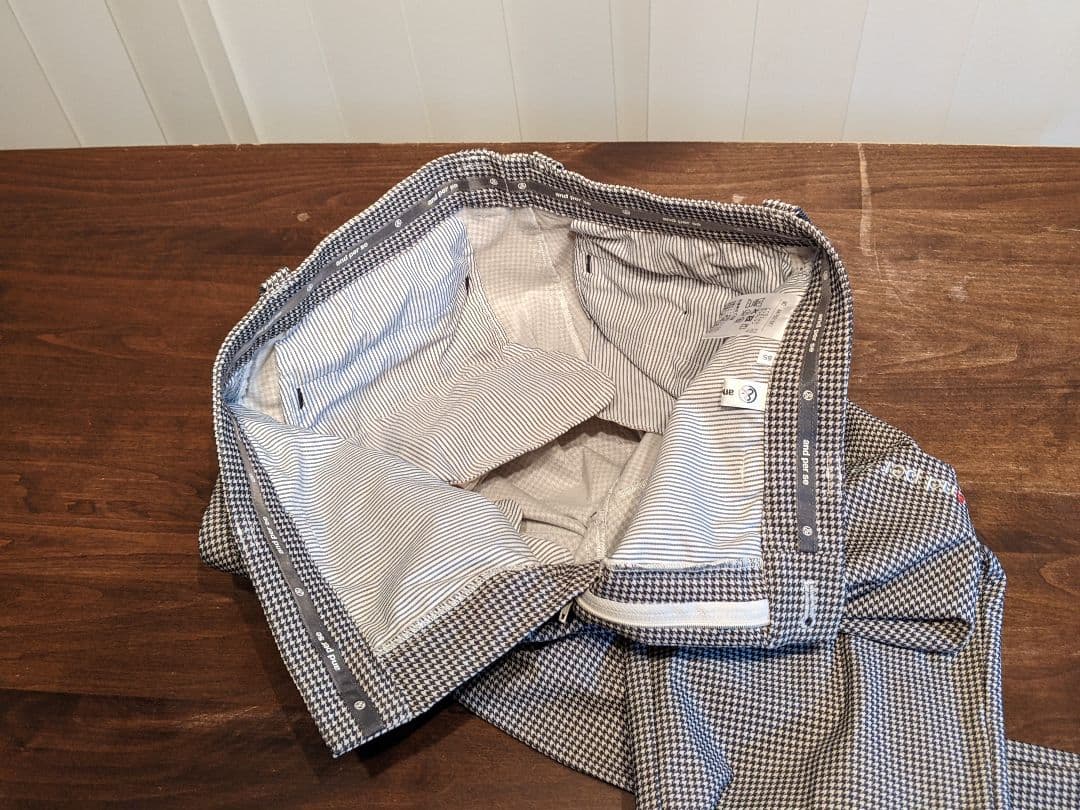 アンパスィ　千鳥柄　ストレッチ　ロング　パンツ　ゴルフ　ウェア　ナイロン　総柄