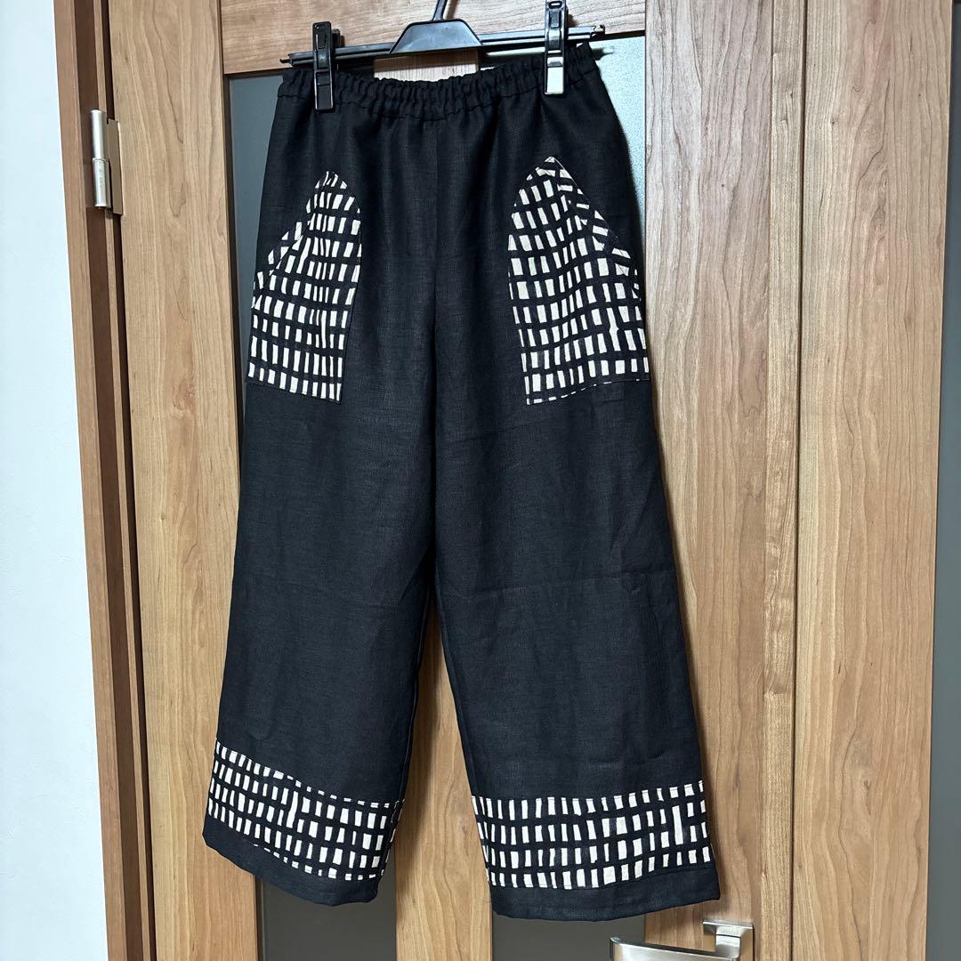 ミナペルホネン　sora check イージーパンツ　ハンドメイド