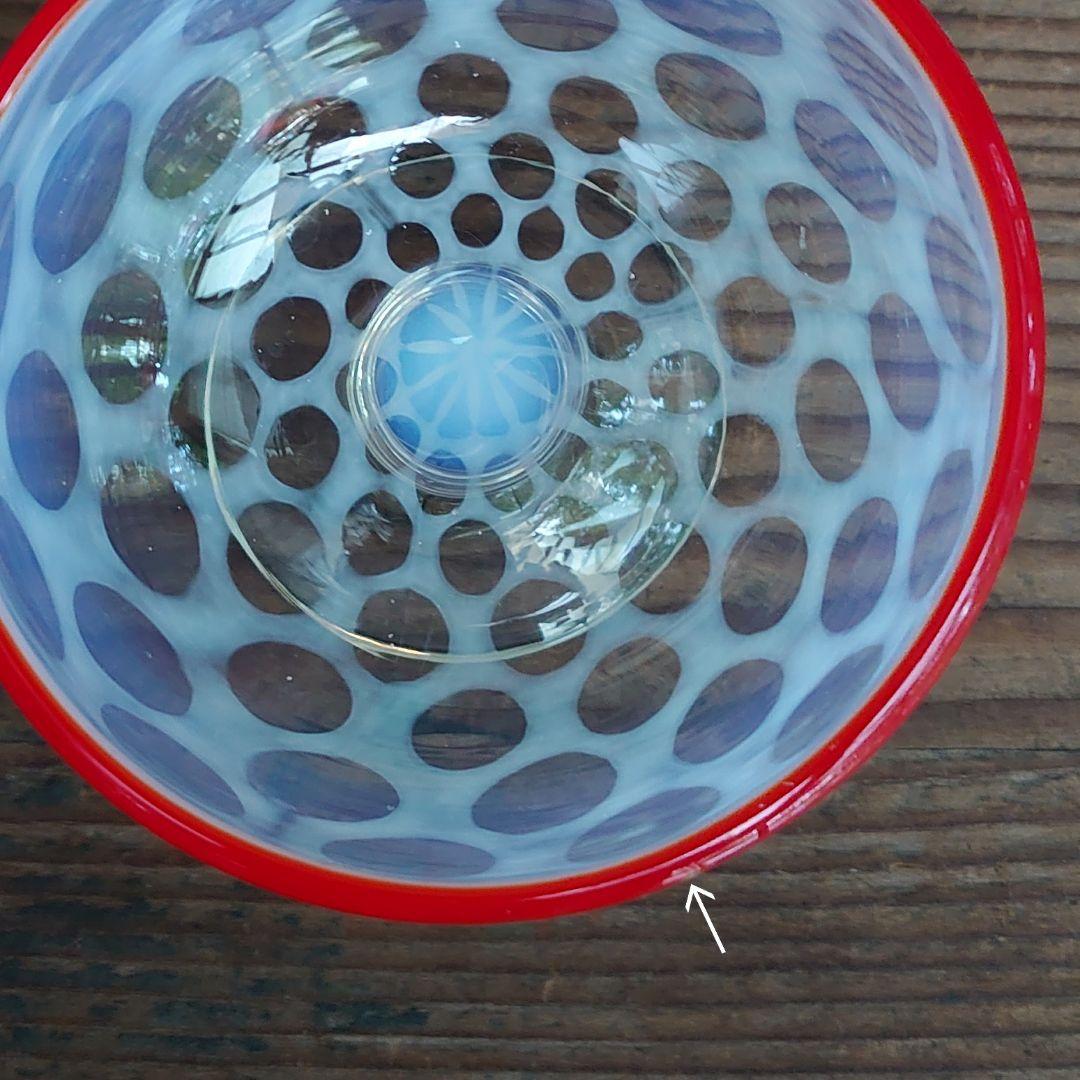 【ご成約】赤縁 碗形 水玉文 あぶり出し 氷コップ と 骨董の器 おまとめ