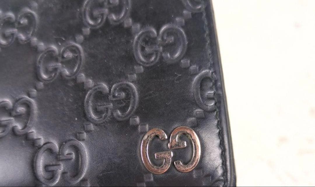 GUCCI ドリアン シマ レザー GGロゴ 二つ折り 財布 小銭ホック訳あり