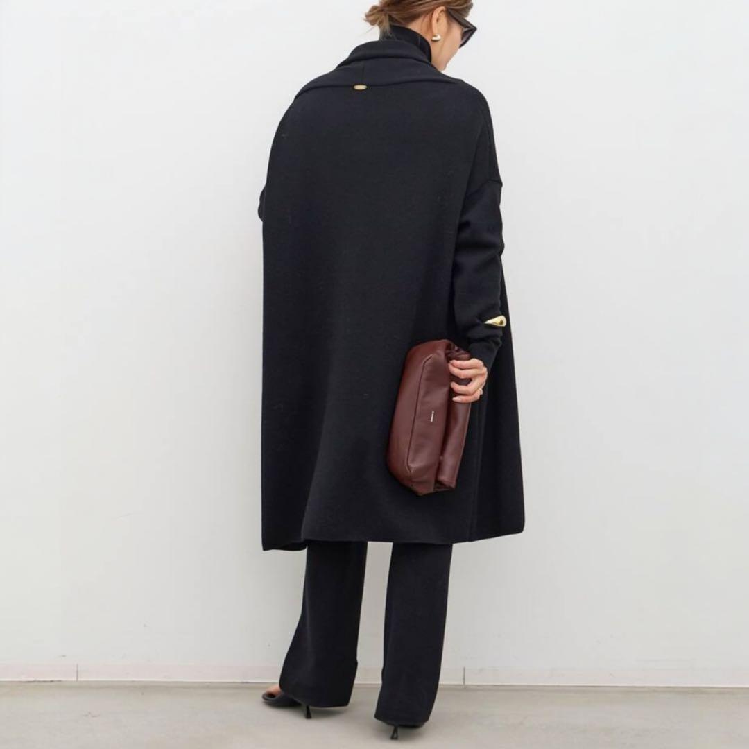 【ほぼ未使用❣️】ミューズドゥーズィエムクラス スムースニットガウンコート 黒