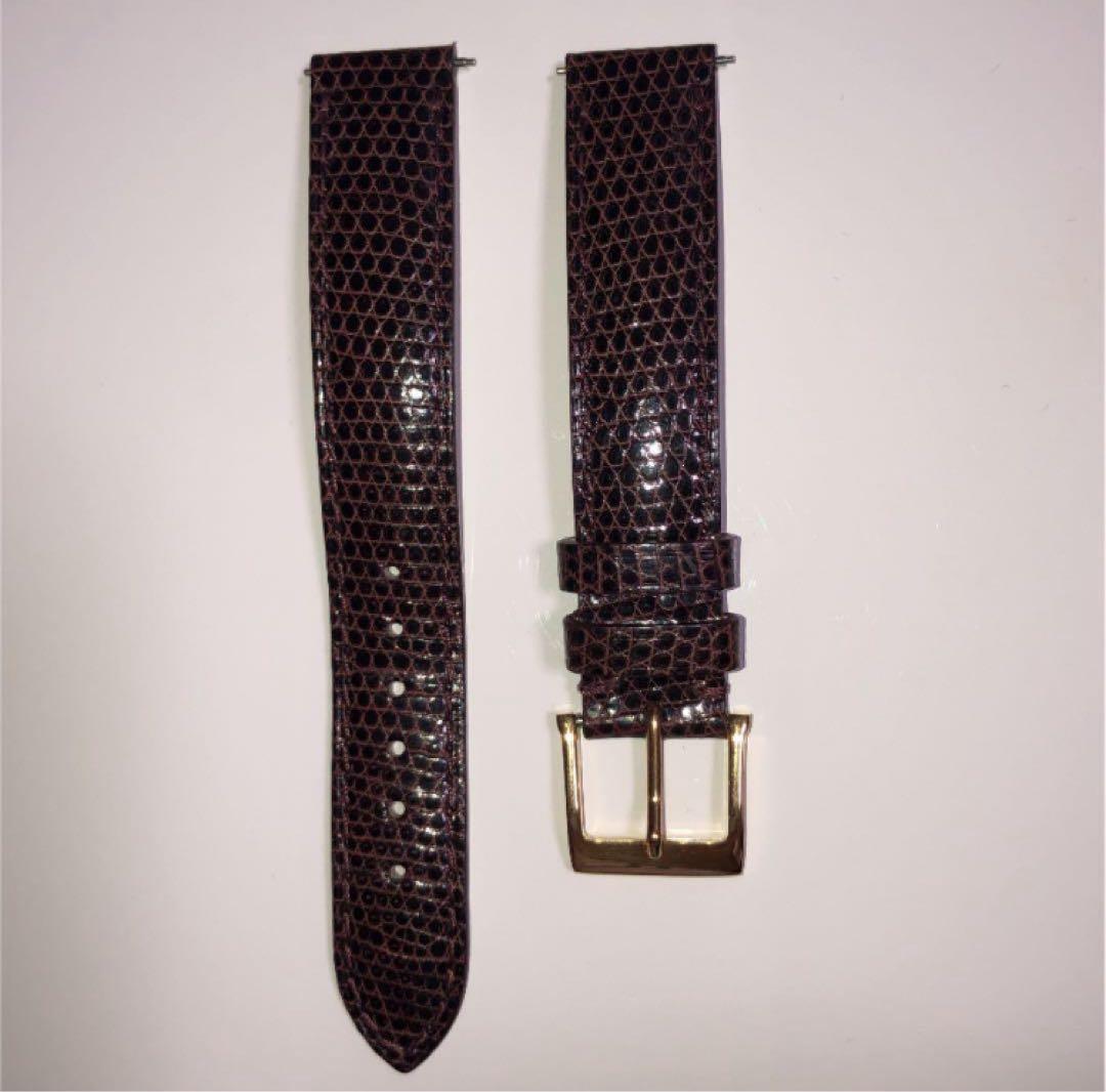 カミーユフォルネ　リザードシャイニー　ボルドー　15mm　時計ベルト
