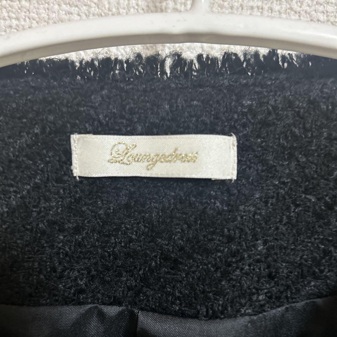 Lounge Dress ノーカラー ツイードジャケット 金ボタン ブラック