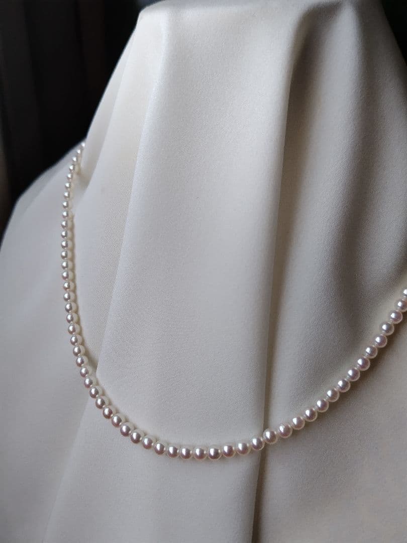 【艶照り最高】K18WG アジャスター付き あこや真珠ベビーパールネックレス
