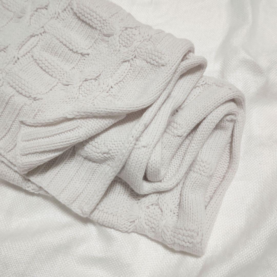 伊製マーロmaloカシミヤ100%ケーブル編みローゲージストールマフラー白