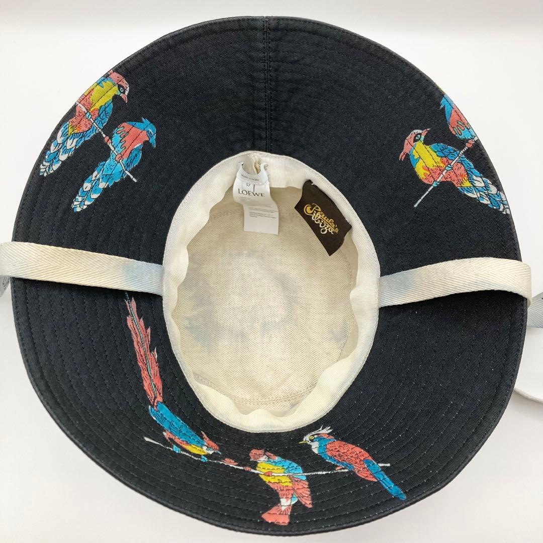LOEWE パウラズイビザ バケットハット ロゴ バード ロゴテープ ブラック