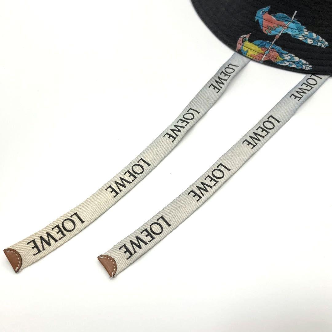 LOEWE パウラズイビザ バケットハット ロゴ バード ロゴテープ ブラック