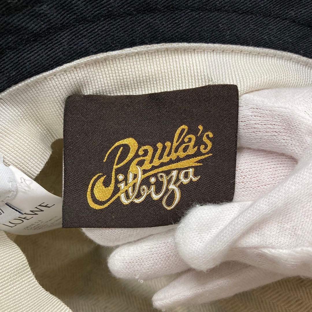 LOEWE パウラズイビザ バケットハット ロゴ バード ロゴテープ ブラック