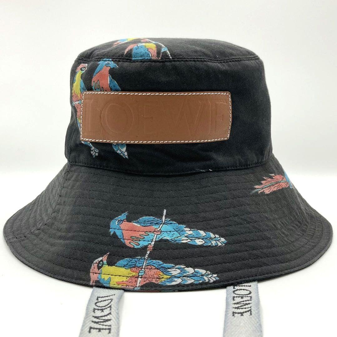 LOEWE パウラズイビザ バケットハット ロゴ バード ロゴテープ ブラック