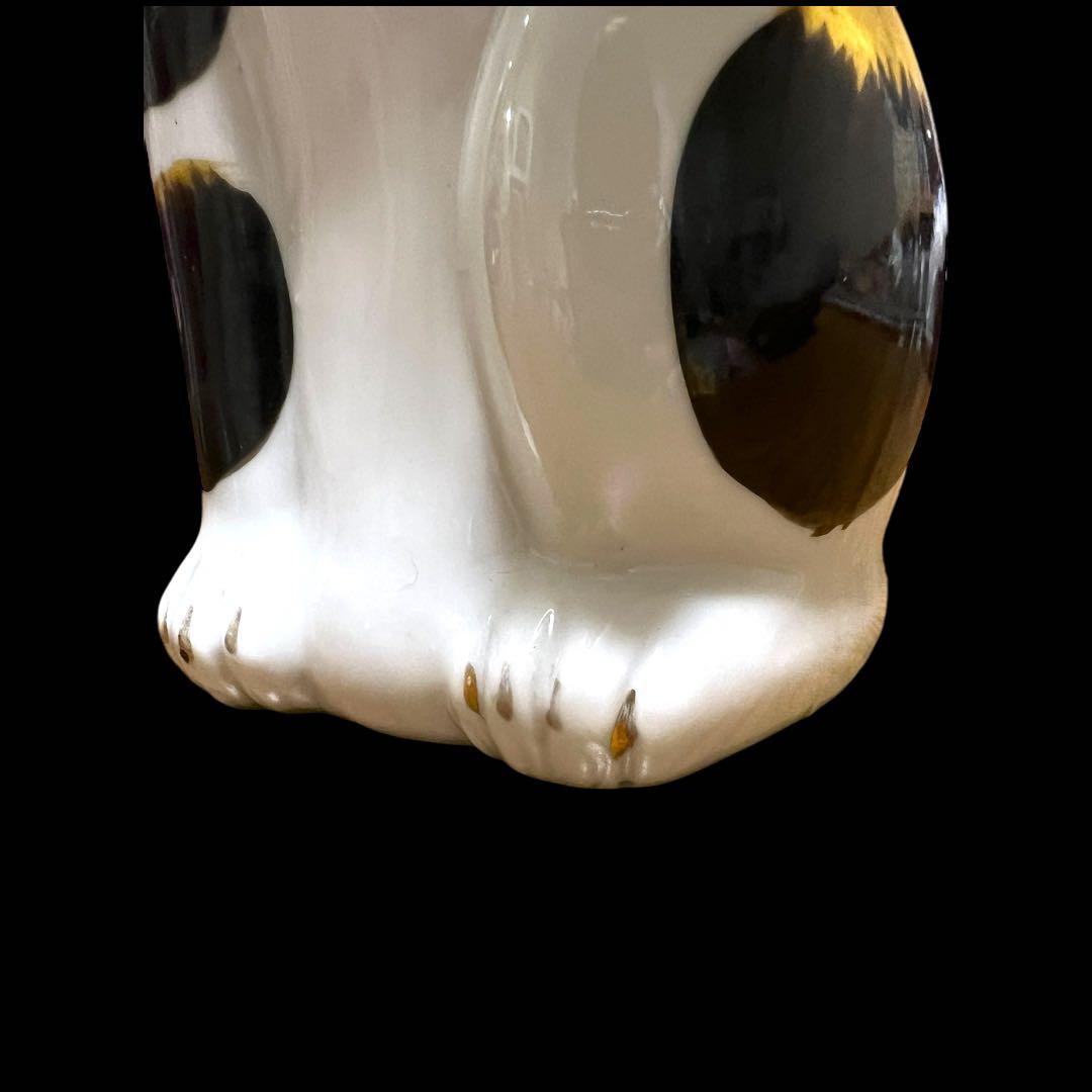 鸛《美品＆希少》明治~大正時代 古瀬戸 色絵 金彩 招き猫BIG 高さ24cm