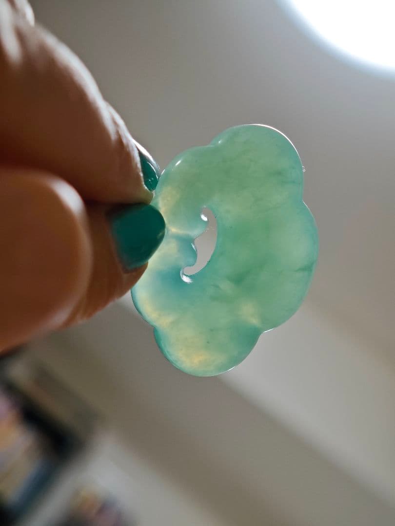 天然石軟玉/翡翠/和田玉パワーストーン 天青凍 ペンダントトップ 氷種 守護石