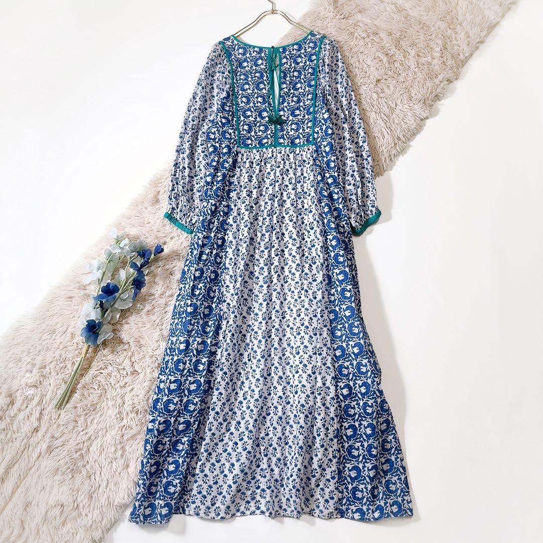 未使用級ꕥヌキテパ 完売 コットンジャガードコンビギャザードレス 桃さん着用