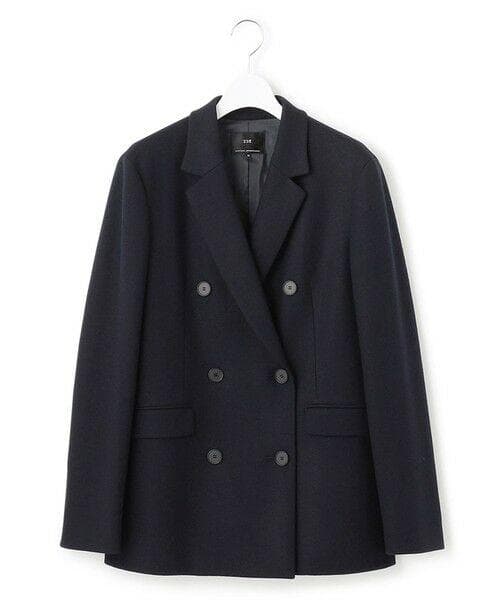 美品　23区　ウール圧縮スムース ダブル前 ジャケット　ダークネイビー　40