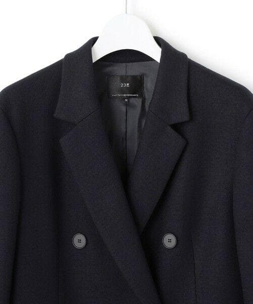 美品　23区　ウール圧縮スムース ダブル前 ジャケット　ダークネイビー　40