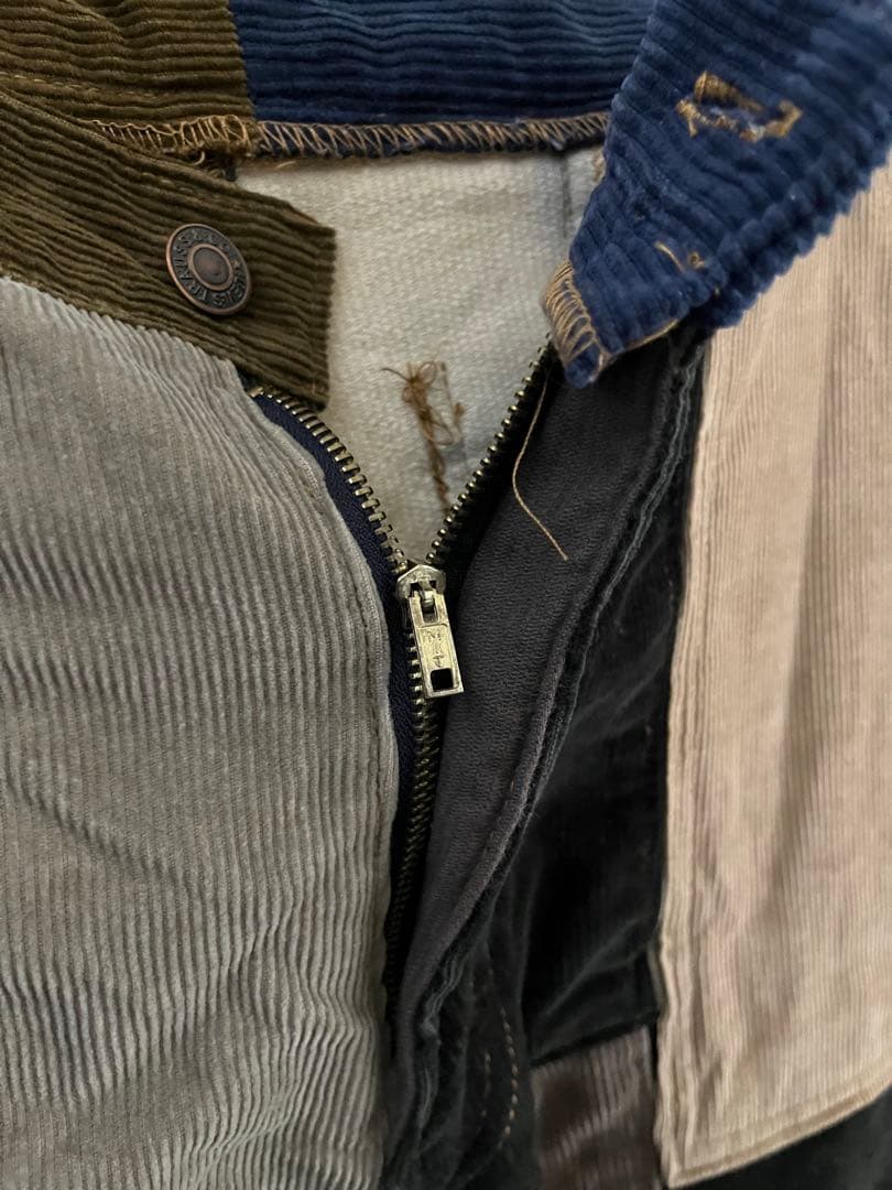 60s コーデュロイ パッチワークパンツ Levi’sボタン／MIT片爪ジップ