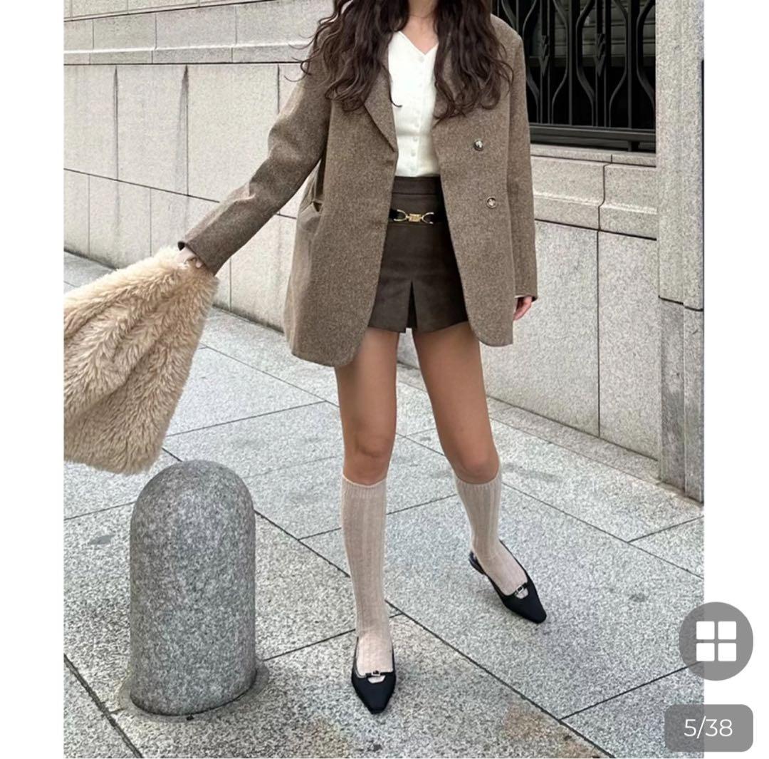 りえブラウン ダブルブレスト チェスターコート nugu uloi