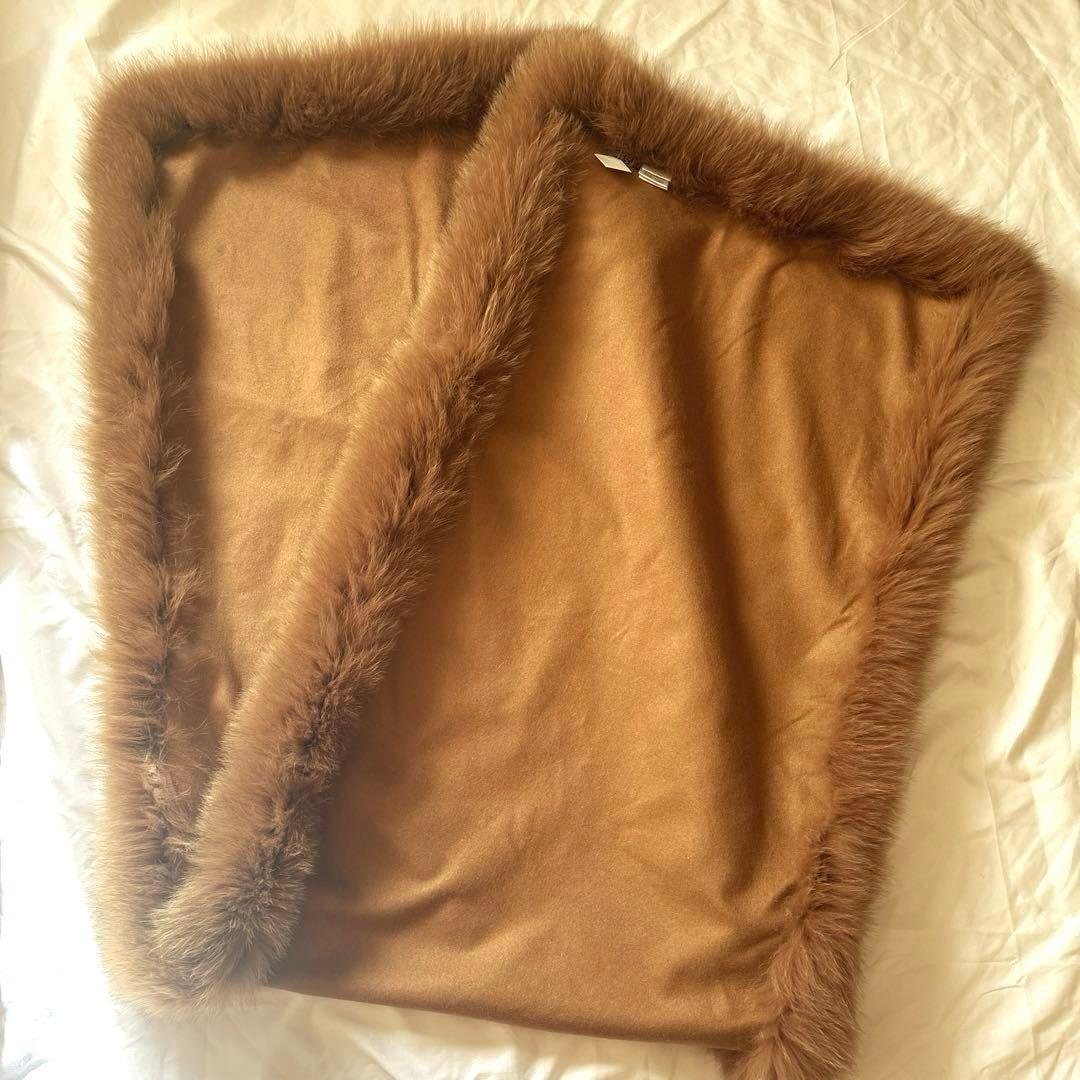 SAGA FURS サガ毛皮・ピュアカシミヤ＆フォックス毛皮大ショールコート新品