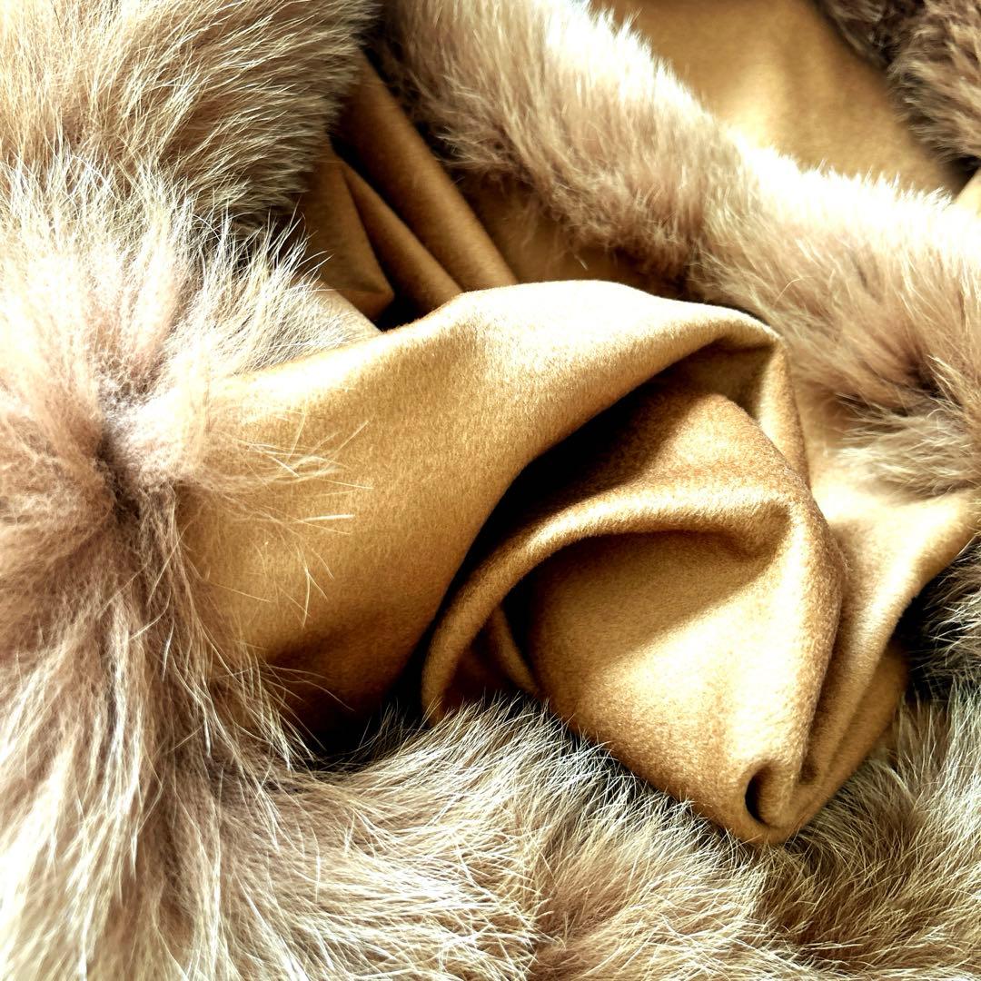 SAGA FURS サガ毛皮・ピュアカシミヤ＆フォックス毛皮大ショールコート新品