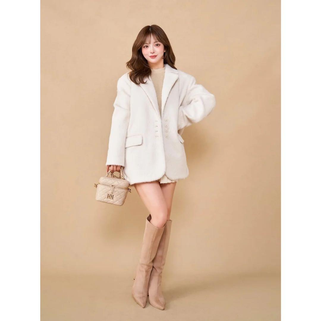 新品タグ付き ダーリッチ シャギーオーバージャケットコート アイボリー