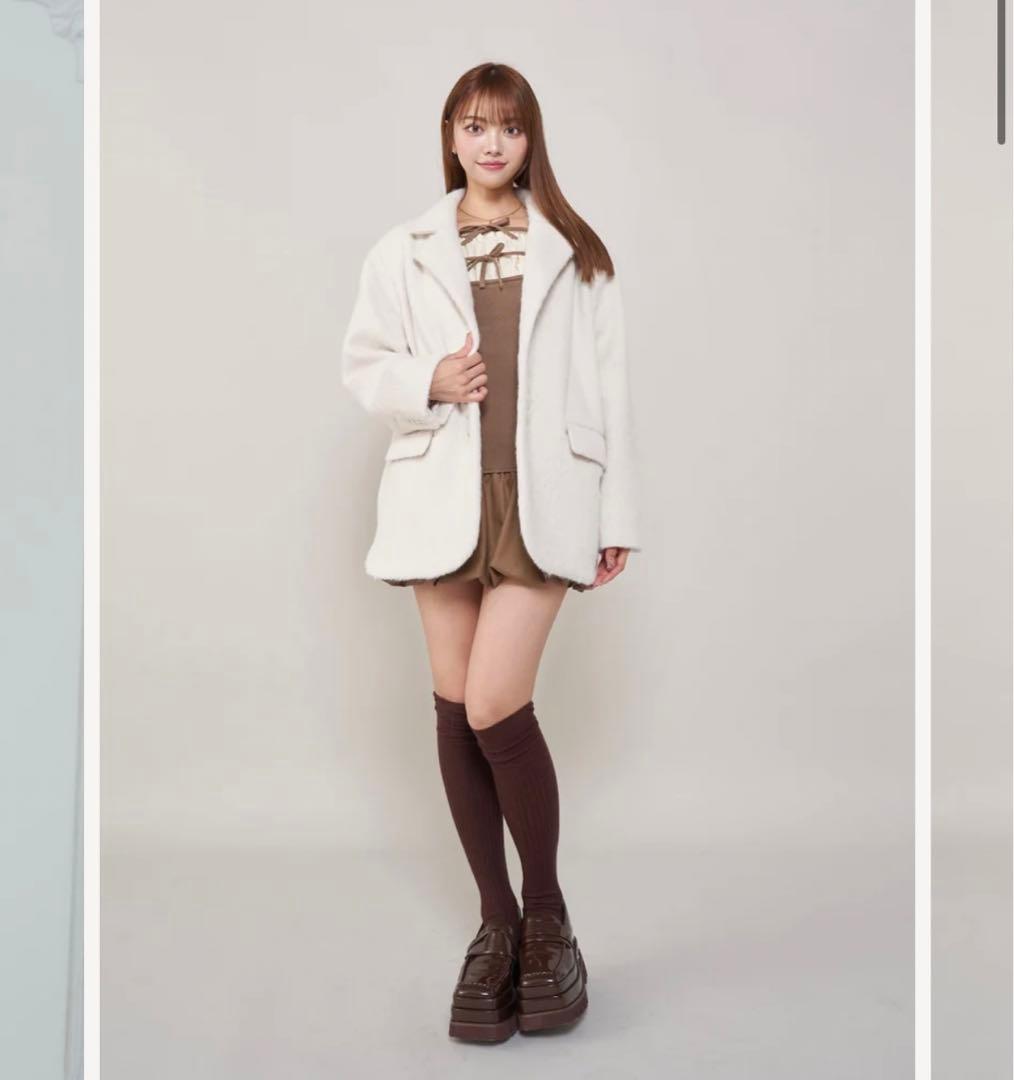 新品タグ付き ダーリッチ シャギーオーバージャケットコート アイボリー