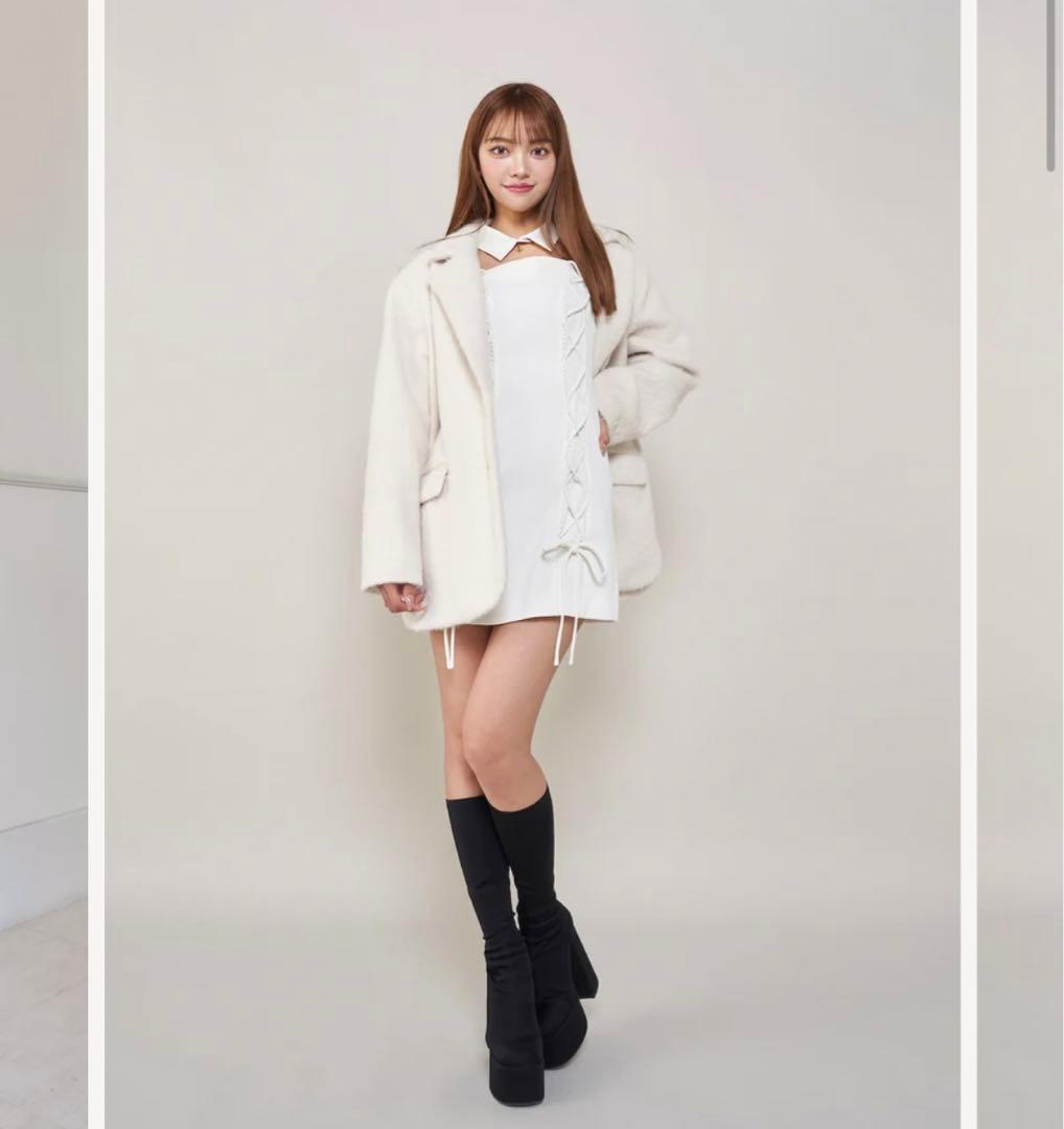 新品タグ付き ダーリッチ シャギーオーバージャケットコート アイボリー