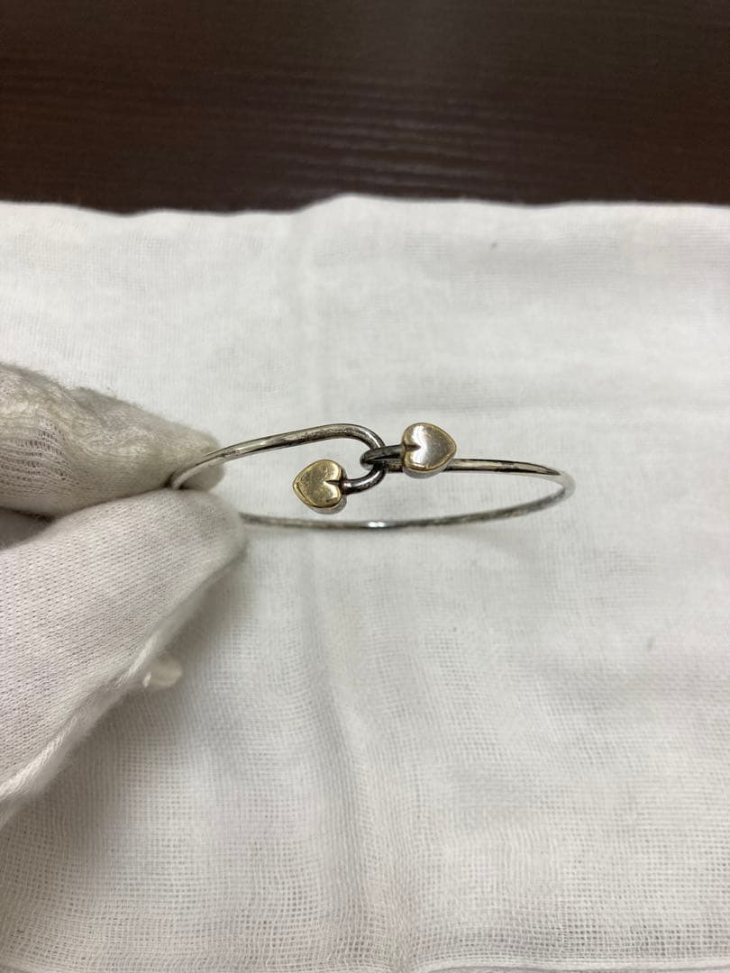 ティファニー　ダブルハートフックバングル シルバー×ゴールド ヴィンテージ