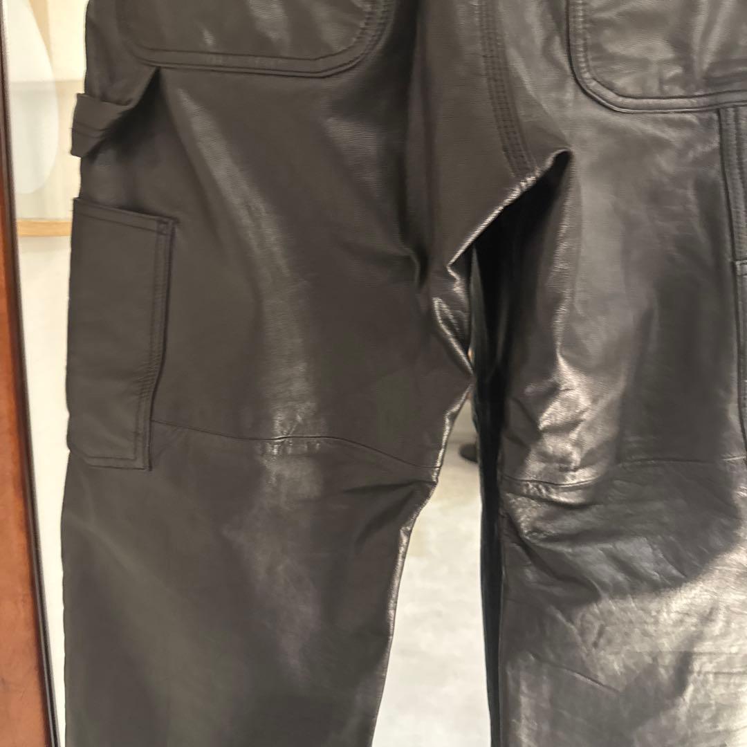 スクーカム　別注　ゴートレザー　ペインターパンツ　黒　ブラック　本革　ワイド