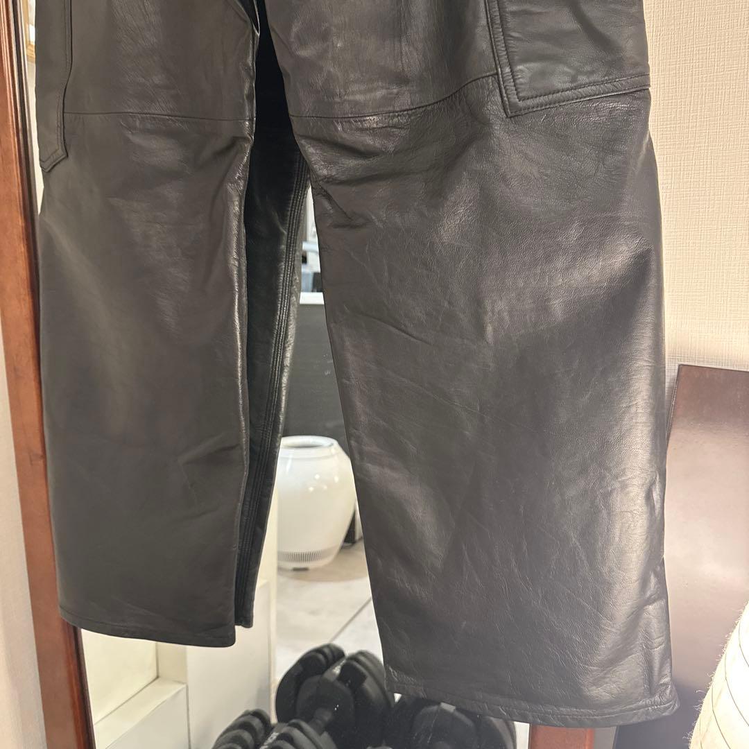 スクーカム　別注　ゴートレザー　ペインターパンツ　黒　ブラック　本革　ワイド