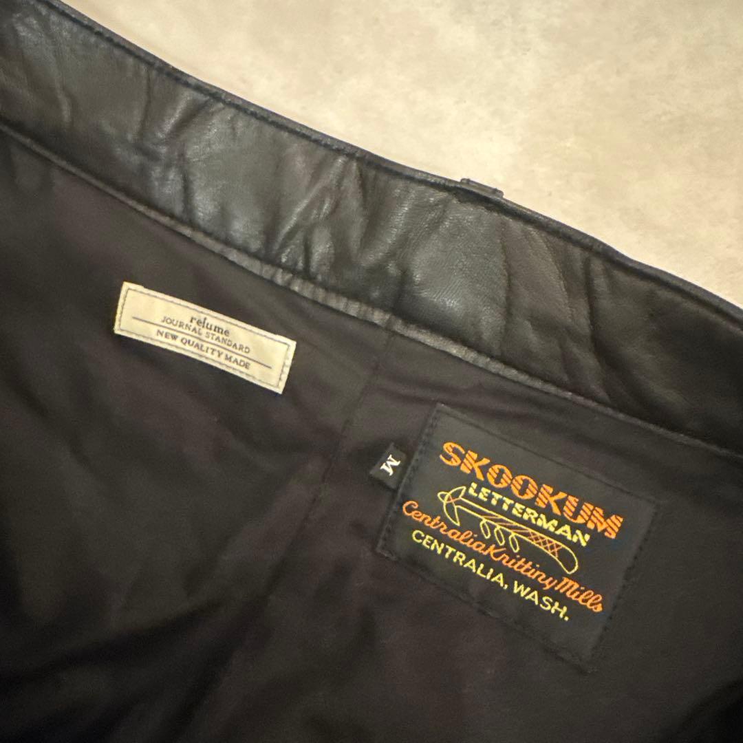 スクーカム　別注　ゴートレザー　ペインターパンツ　黒　ブラック　本革　ワイド