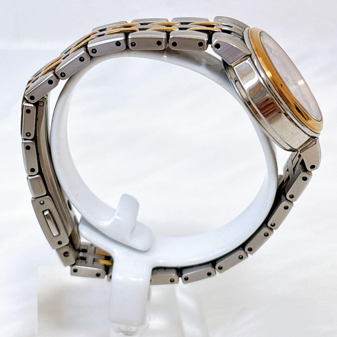稼働極美品✨セイコー　エクセリーヌ　メタル　電波ソーラー　シェル　9pダイヤ