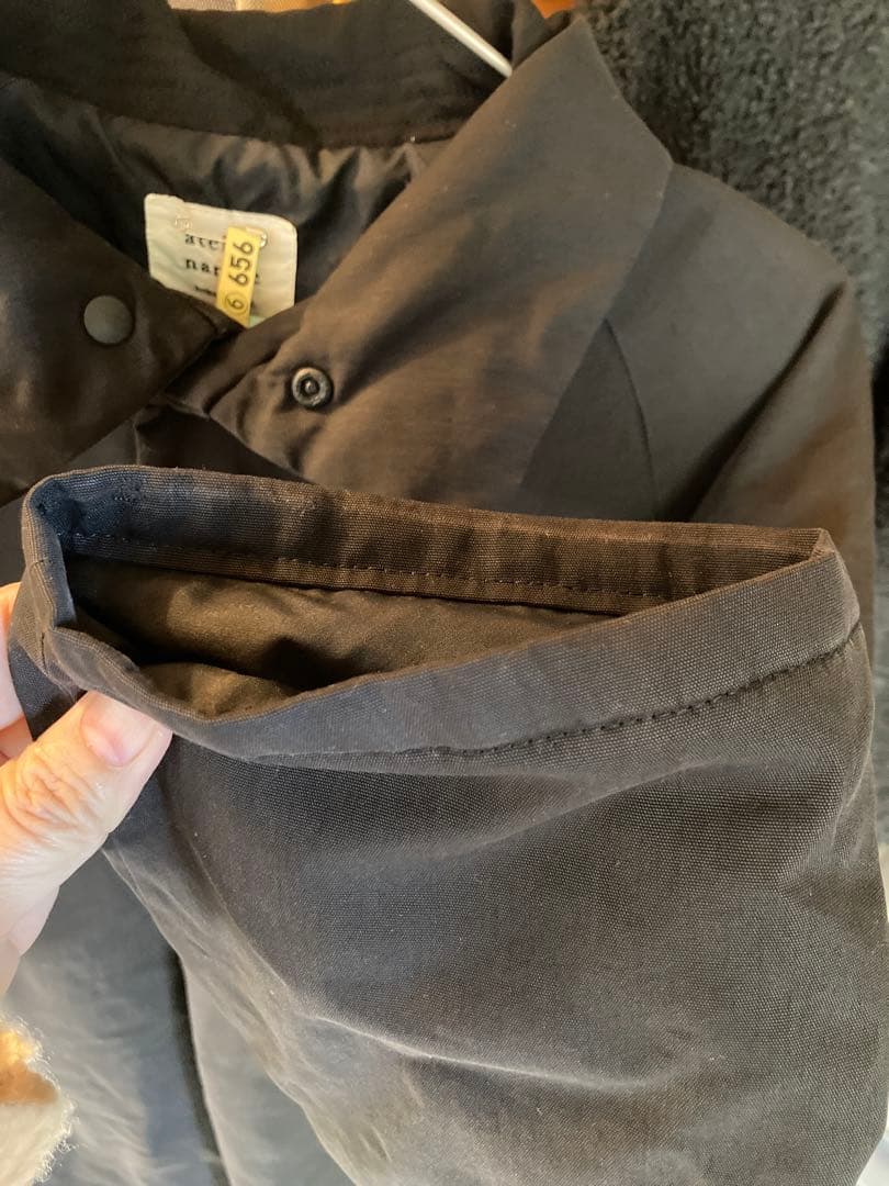 補修跡有り　atelier naruse コットンナイロン中綿コート　黒