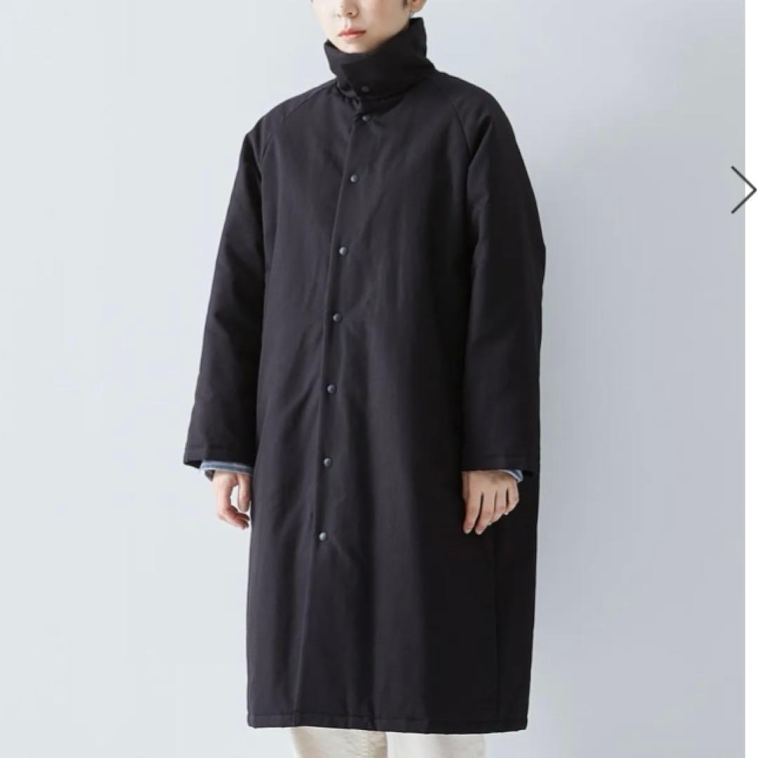 補修跡有り　atelier naruse コットンナイロン中綿コート　黒