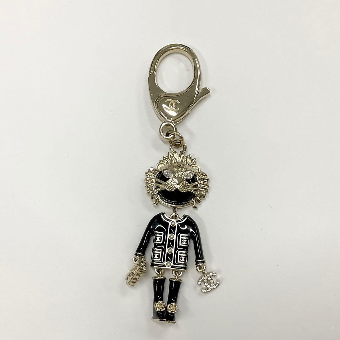 シャネル ココマーク ライオン GP ラインストーン チャーム キーホルダー