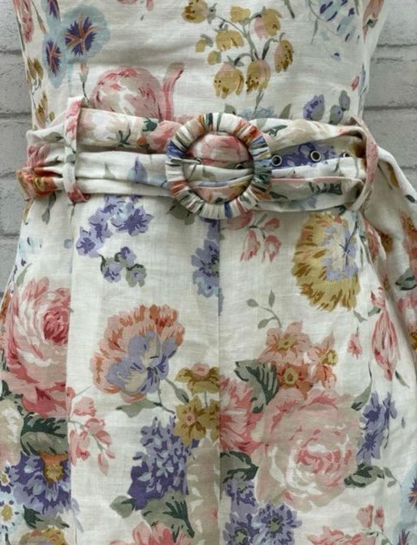 ZIMMERMANN フラワープリントリネンベアオールインワン