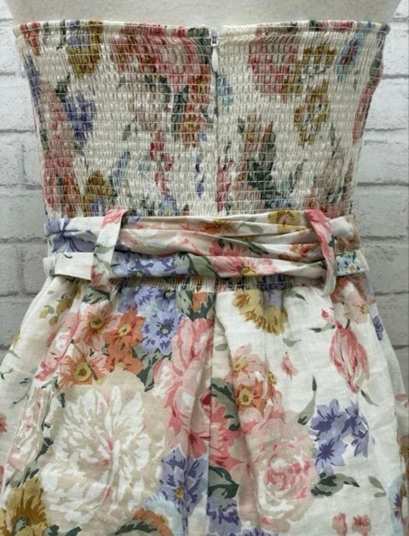 ZIMMERMANN フラワープリントリネンベアオールインワン