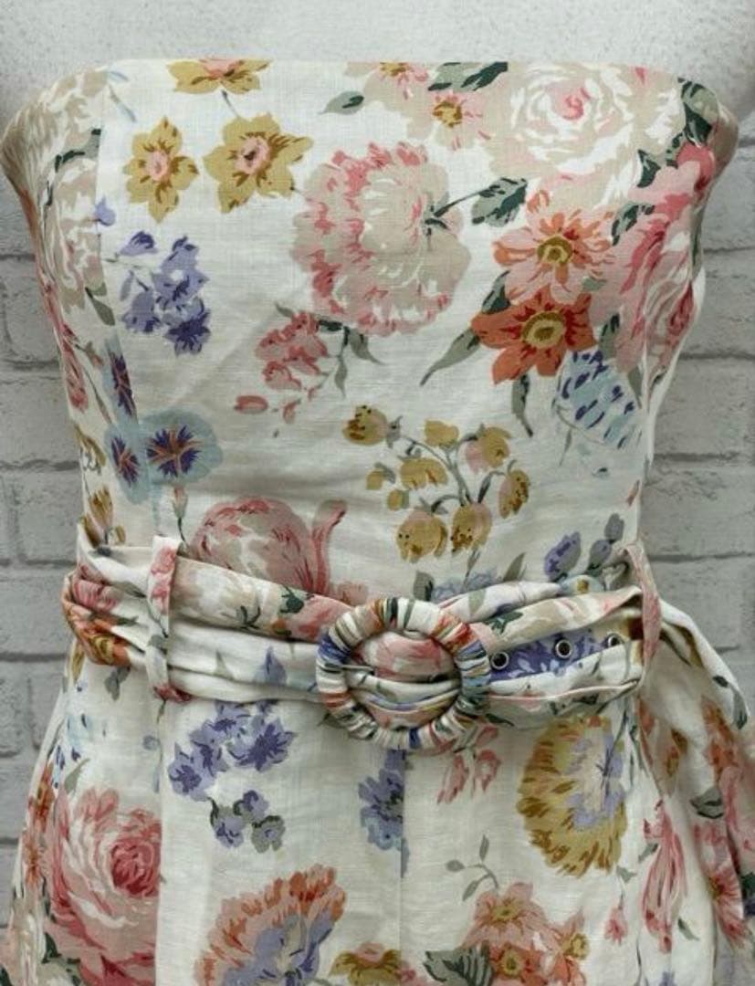 ZIMMERMANN フラワープリントリネンベアオールインワン