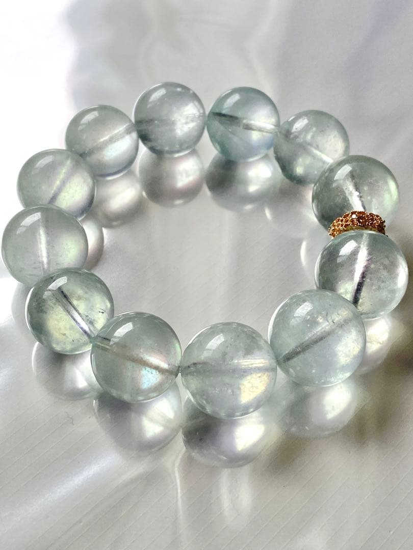 ピンクシラーアクアマリンブレスレット