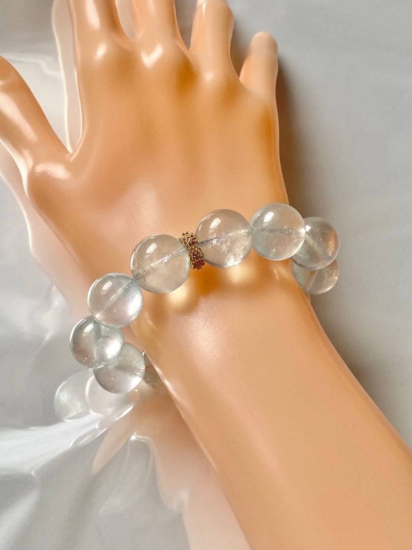 ピンクシラーアクアマリンブレスレット