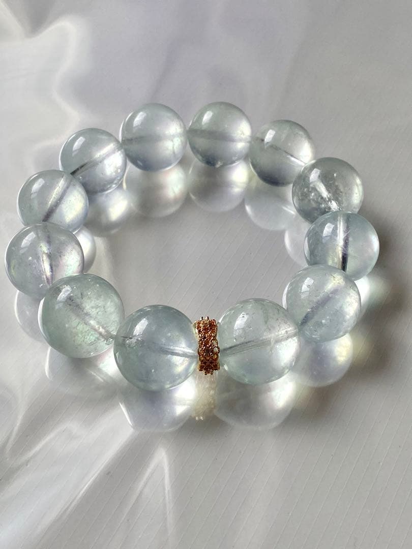 ピンクシラーアクアマリンブレスレット