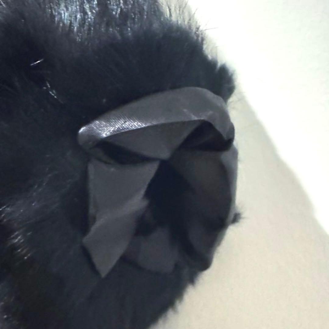 希少黒総ラビットファー【グレースコンチネンタル】切り替えボーダーファーコート