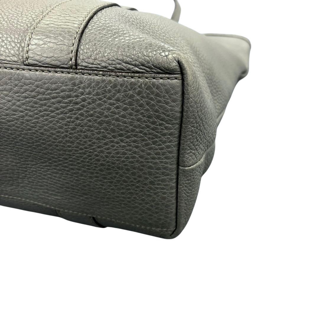 GUCCI グッチ レザー トートバッグ バンブー グレー ハンドバッグ