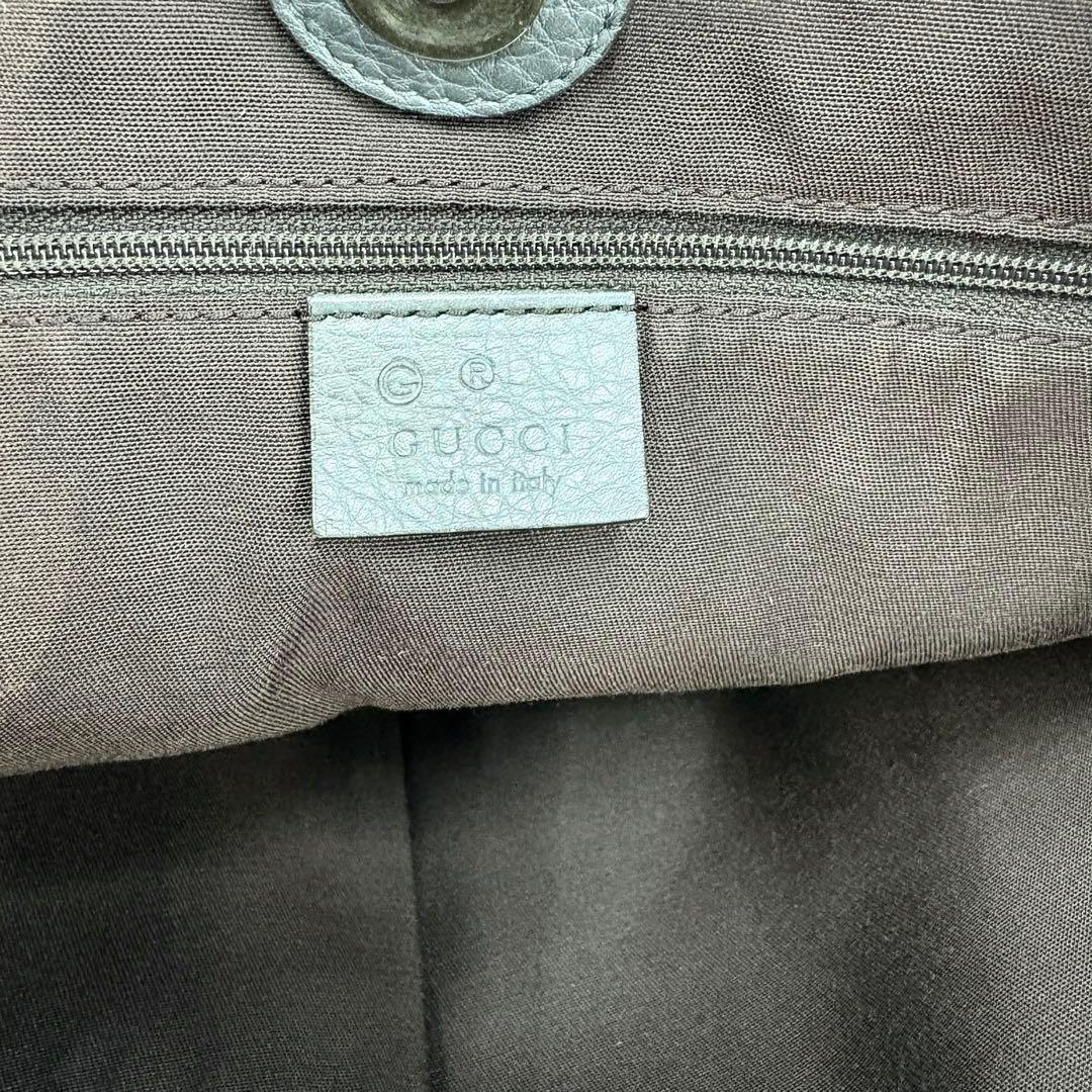 GUCCI グッチ レザー トートバッグ バンブー グレー ハンドバッグ
