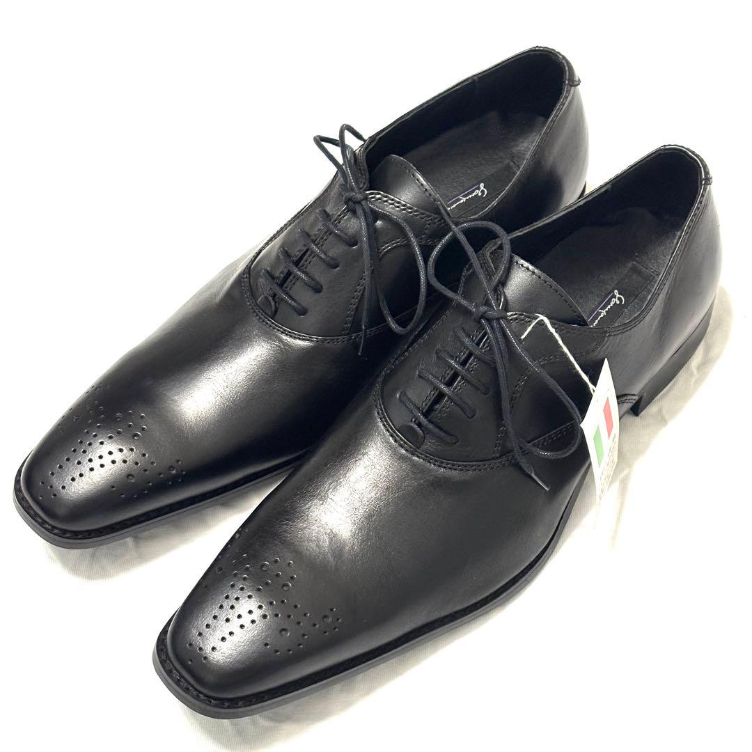 新品 ドレスシューズ メダリオン 本革 革靴 ブラック 27cm ビジネス
