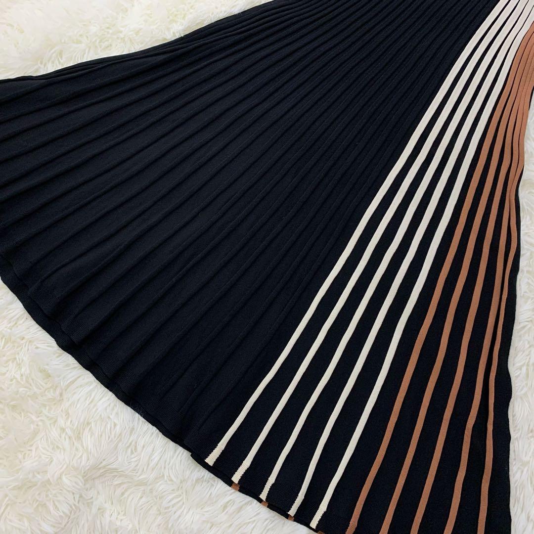 グレースコンチネンタル ダイアグラム スカーフネック ニット ワンピース S