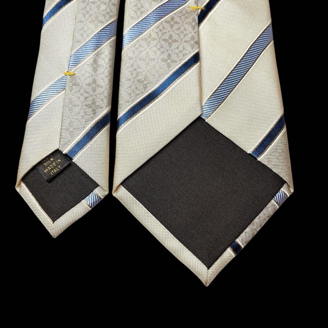 箱付 未使用 ルイヴィトン モノグラム シルク ネクタイ 光沢 アイボリー