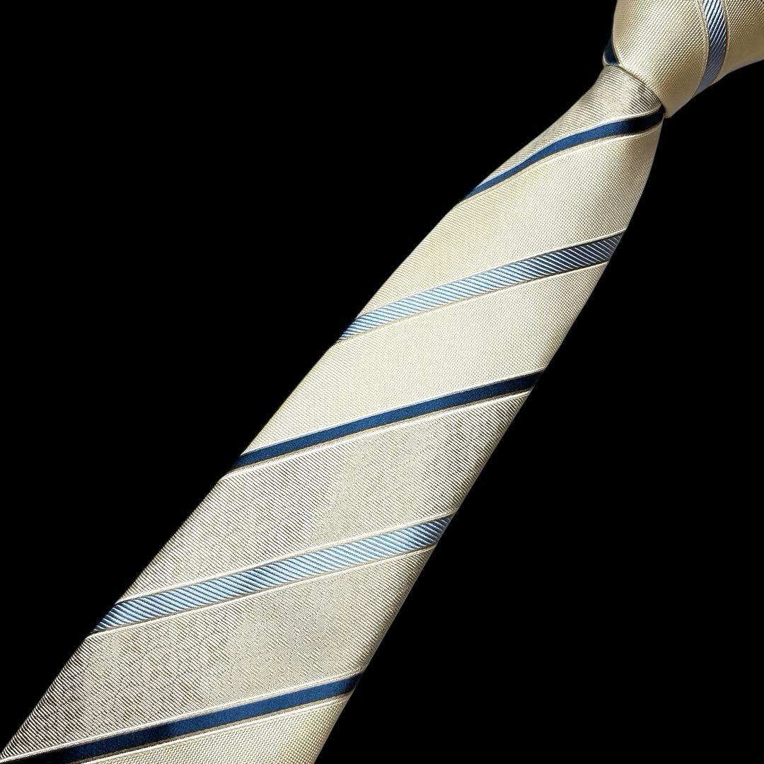 箱付 未使用 ルイヴィトン モノグラム シルク ネクタイ 光沢 アイボリー